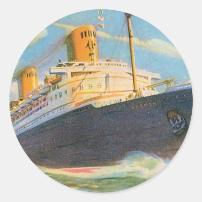 SS Bremen auf See Runder Aufkleber (Vorderseite)