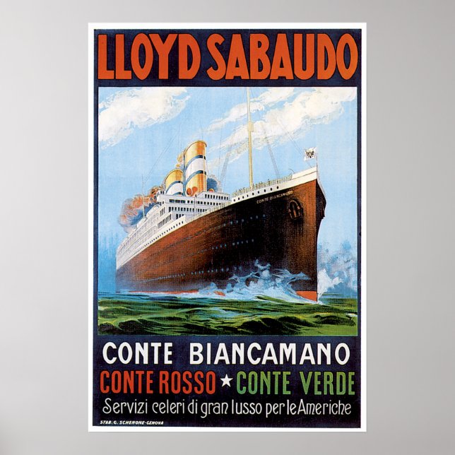 SS Conte Biancamano - Vintage Schiffswerbung Poster (Vorne)