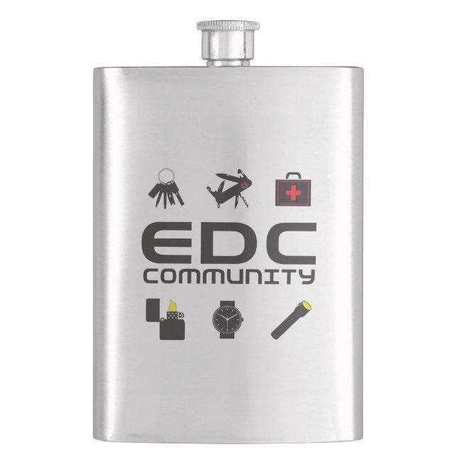 SS-Flasche - EDCC-Logo in schwarz mit Farben Flachmann (Vorderseite)