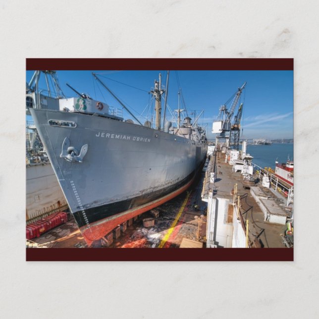 SS Jeremiah O'Brien Liberty Ship bei Dry Dock Postkarte (Vorderseite)