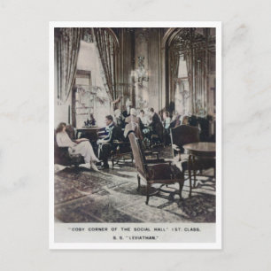 SS Leviathan Erste Klasse Sozialer Saal Vintage Postkarte