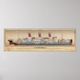 SS Leviathan Inboard Profile/Cutaway Poster
