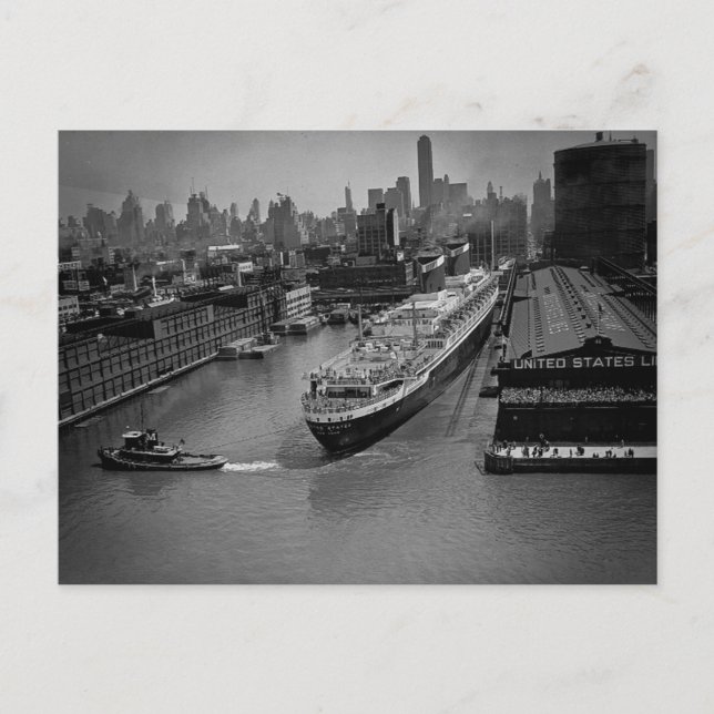 SS Vereinte Staaten am Pier in New York City Postkarte (Vorderseite)