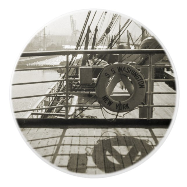 SS Washington Luxury Liner Cruise Ship 1930s Deck Keramikknauf (Vorderseite)