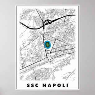 SSC Napoli Stadium Map Design Poster