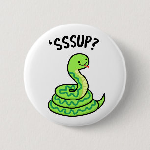 Sssup Funny Hissing Snake Pun Button