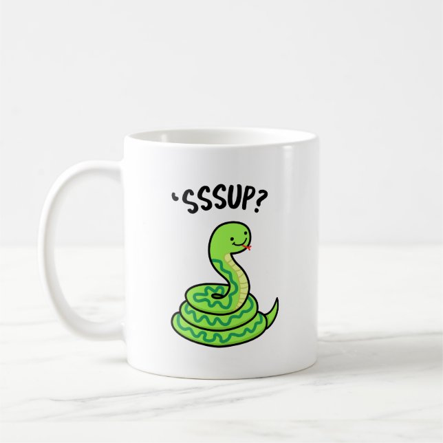 Sssup Funny Hissing Snake Pun Kaffeetasse (Links)