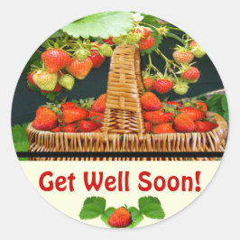 Sstrawberry Basket ~ Get Well Round Sticker