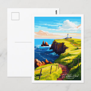 St. Abbs Head Schottland vintage Reiseillustration Postkarte