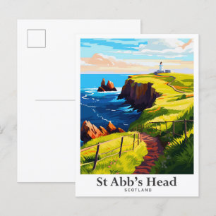 St Abb's Head Schottland Vintage Reiseillustration Postkarte
