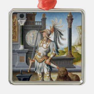 St. Adrian in der Rüstung in einer offenen Ornament Aus Metall