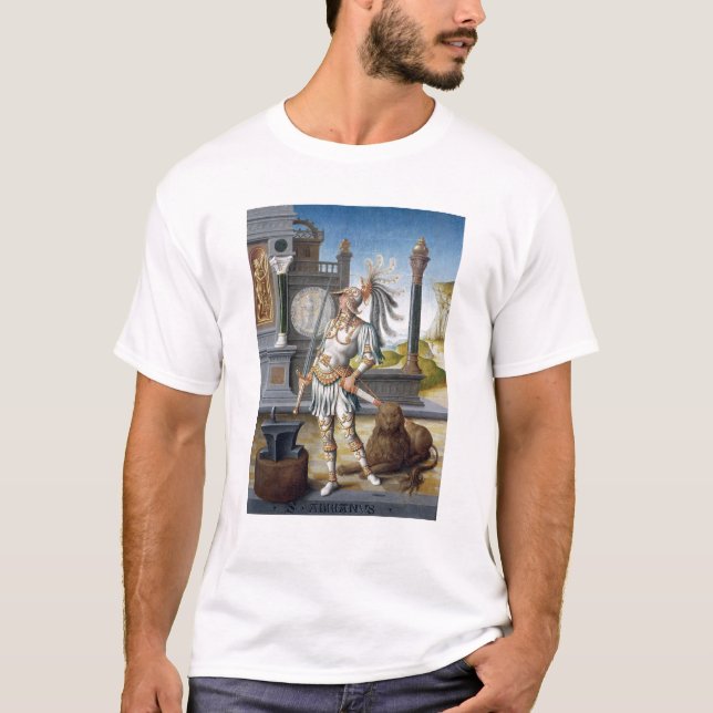 St. Adrian in der Rüstung in einer offenen T-Shirt (Vorderseite)
