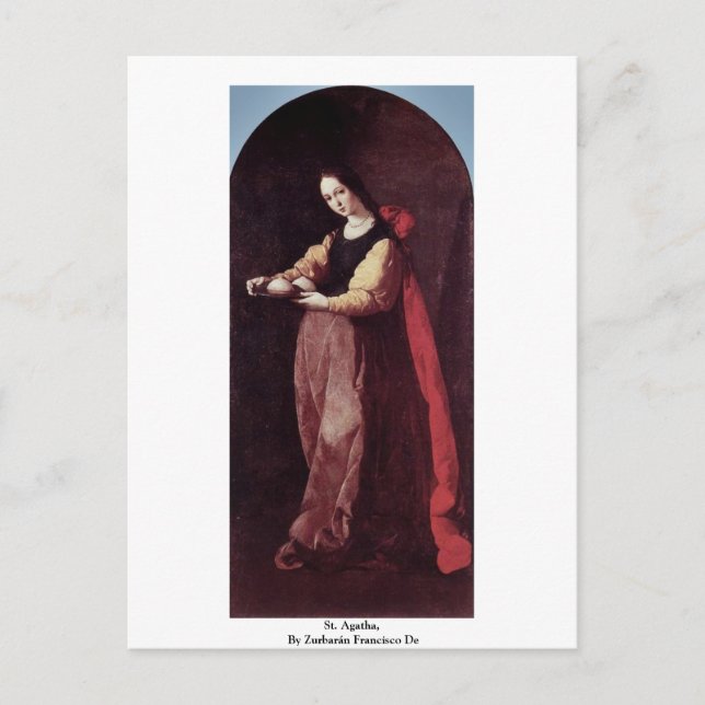St. Agatha, By Zurbarán Francisco De Postkarte (Vorderseite)