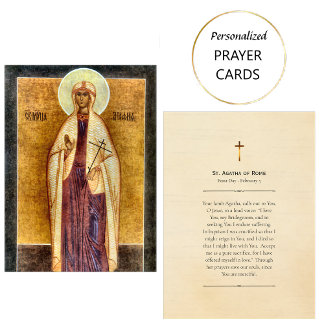 St. Agatha of Rome Orthodox Christian Prayer Card Platzkarte