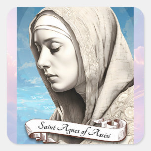 St. Agnes of Assisi Sister of St. Clare Quadratischer Aufkleber