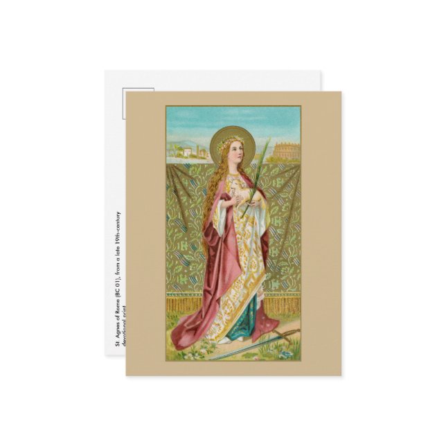 St. Agnes of Rome (BC 01) Postkarte (Vorderseite/Rückseite Beispiel)