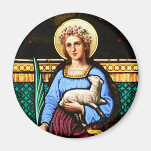 St. Agnes von Rom, Lamm und Palmblatt halten Magnet