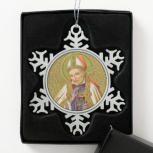 St. Alphonsus Liguori (SNV 02) (Rund) Schneeflocken Zinn-Ornament