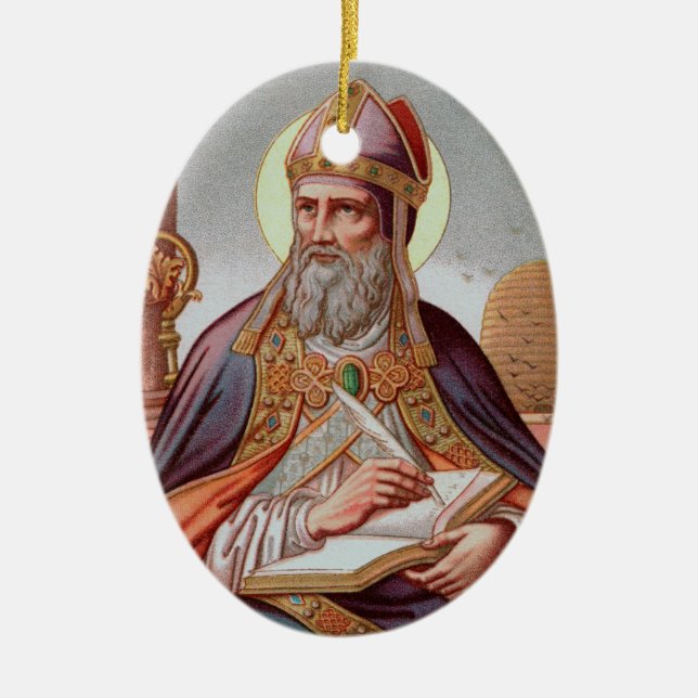 St. Ambrose of Milan (Frameless) Oval Ceramic Keramik Ornament (Vorne)