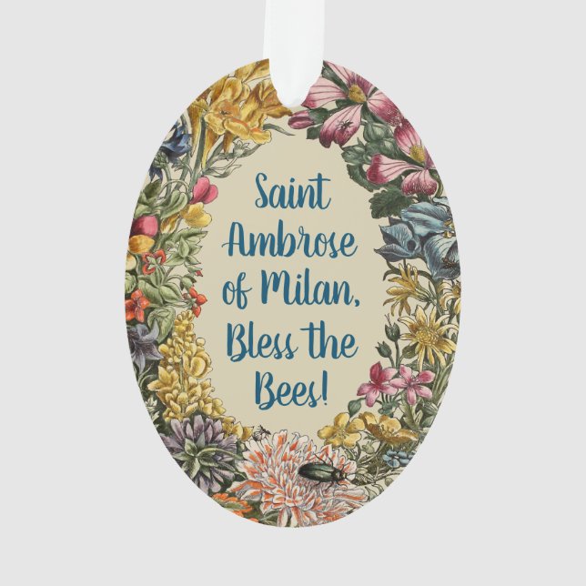 St. Ambrose of Milan with Flowers, Bees, and Hive Ornament (Rückseite)