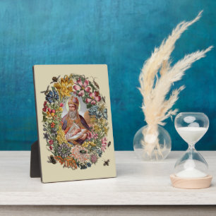 St. Ambrosius von Mailand mit Blumen, Bienen und B Fotoplatte