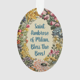 St. Ambrosius von Mailand mit Blumen, Bienen und B Ornament