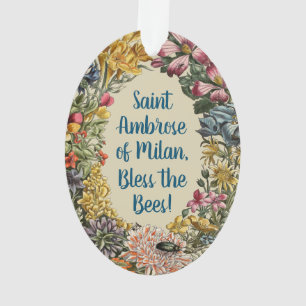 St. Ambrosius von Mailand mit Blumen, Bienen und B Ornament