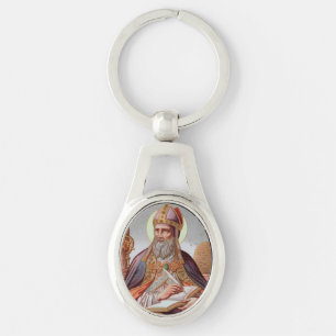 St. Ambrosius von Mailand (Rahmenlos) Oval Metall Schlüsselanhänger