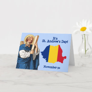 St. Andreas und Flaggenkarte von Rumänien Namensta Karte