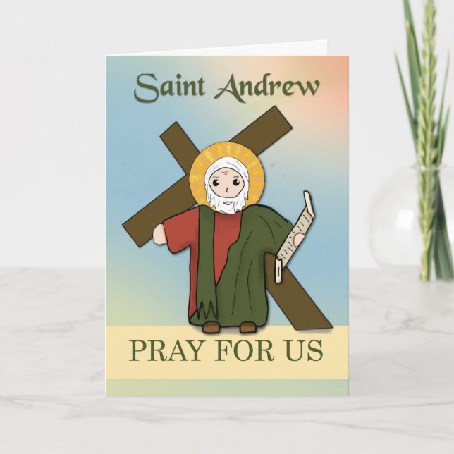 St. Andrew beten für Us Simple Catholic Saint Karte (Vorderseite)