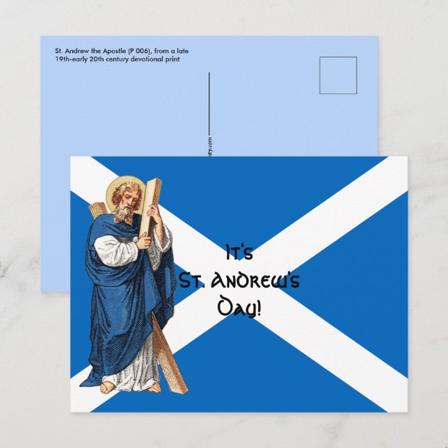 St. Andrew der Apostel und die Flagge Schottlands Postkarte (Vorne/Hinten)