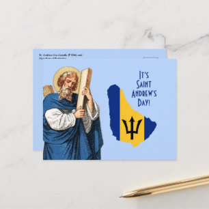St. Andrew mit Flagge-Karte von Barbados Festtag P Postkarte