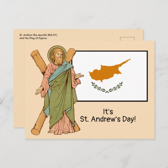 St. Andrew (RLS 01) mit Flag of Cyprus Fest Day Postkarte (Vorne/Hinten)