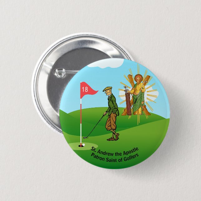 St. Andrew und Dapper Male Golfer Button (Vorne & Hinten)
