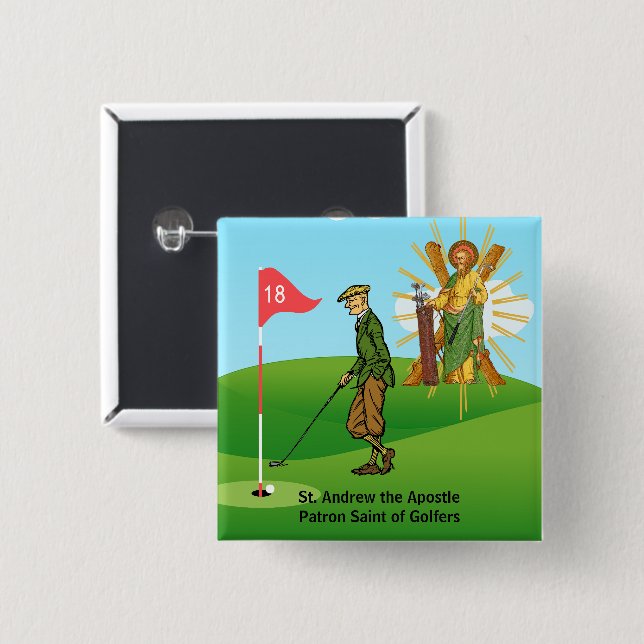 St. Andrew und Dapper Male Golfer Button (Vorne & Hinten)