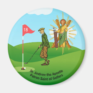 St. Andrew und eleganter männlicher Golfer Magnet