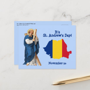 St. Andrew und Flag-Karte von Rumänien Festtag Postkarte