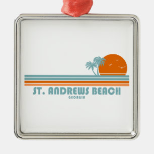 St. Andrews Beach Georgia Sonne Palmen Ornament Aus Metall