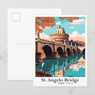 St Angelo Bridge Rom Vintage Postkarte