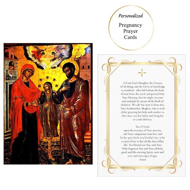 St. Anna, Joachim, Theotokos Pregnancy Pray Card Platzkarte (Von Creator hochgeladen)