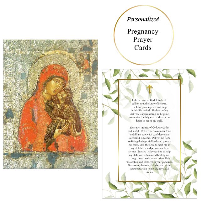 St. Anna und die Theotokos Pregnancy Prayer Card Platzkarte (Von Creator hochgeladen)