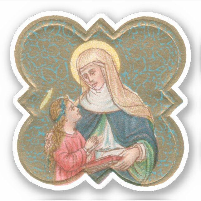 St. Anne und BVM in einer Barbed Quatrefolie (BK67 Aufkleber (Vorderseite)