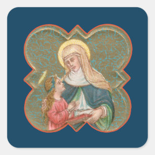 St. Anne und BVM in einer Barbed Quatrefolie (BK67 Quadratischer Aufkleber