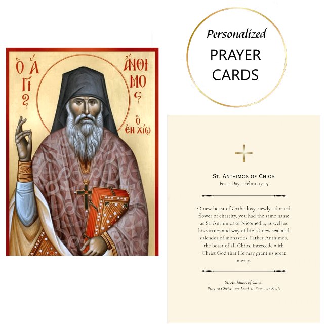 St. Anthimos of Chios Orthodox Prayer Card Platzkarte (Von Creator hochgeladen)