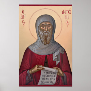 St. Anthony der Wunderwirker Orthodoxe Ikone Druck Poster