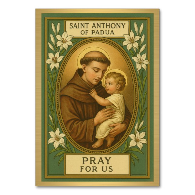 St. Anthony Katholic Wedding Table Card Tischnummer (Vorderseite)