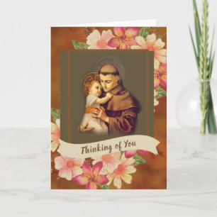 St. Anthony of Padua Baby Jesus Floral Karte