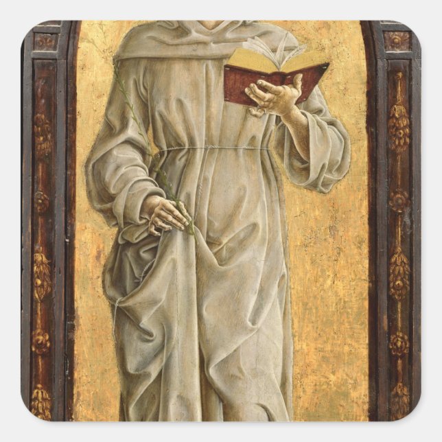 St. Anthony of Padua Reading Quadratischer Aufkleber (Vorderseite)