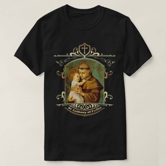 St. Anthony Padua Vintag-katholischer Säugling T-Shirt (Design vorne)