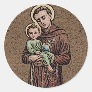 St Anthony u. Baby Jesus Runder Aufkleber